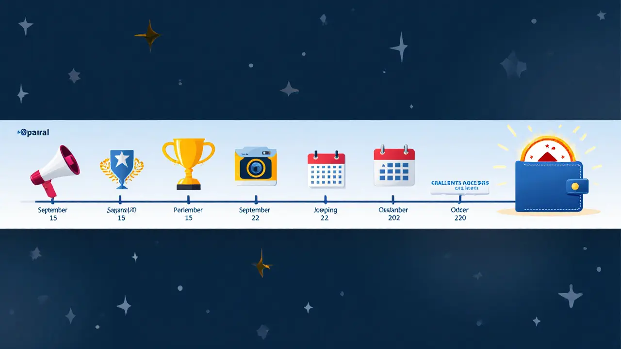 Timeline showing key dates ending with a wallet receiving the AvaAce Legendary NFT.