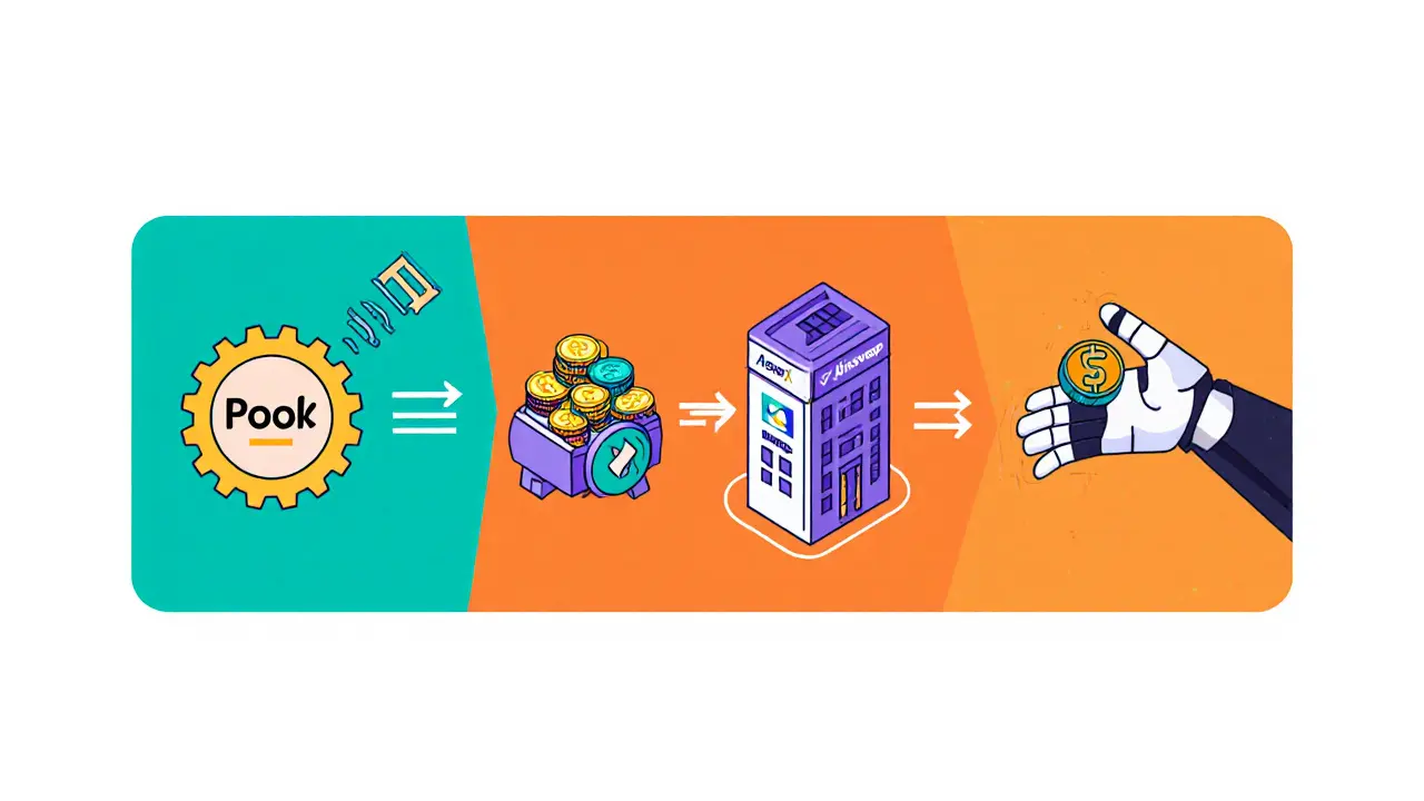 Sequential flat illustration of flash loan steps: contract call, pool transfer, arbitrage, repayment.