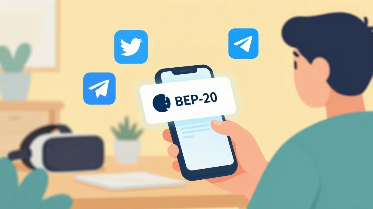 Person using phone to submit wallet to a bot, surrounded by social media icons and a wallet on screen.