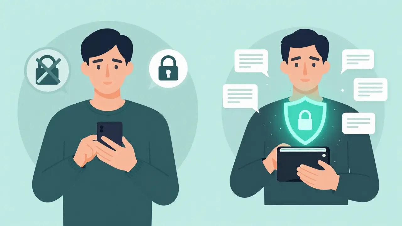 Two side-by-side scenes: one with a locked wallet server, another with a shield-protected personal node.