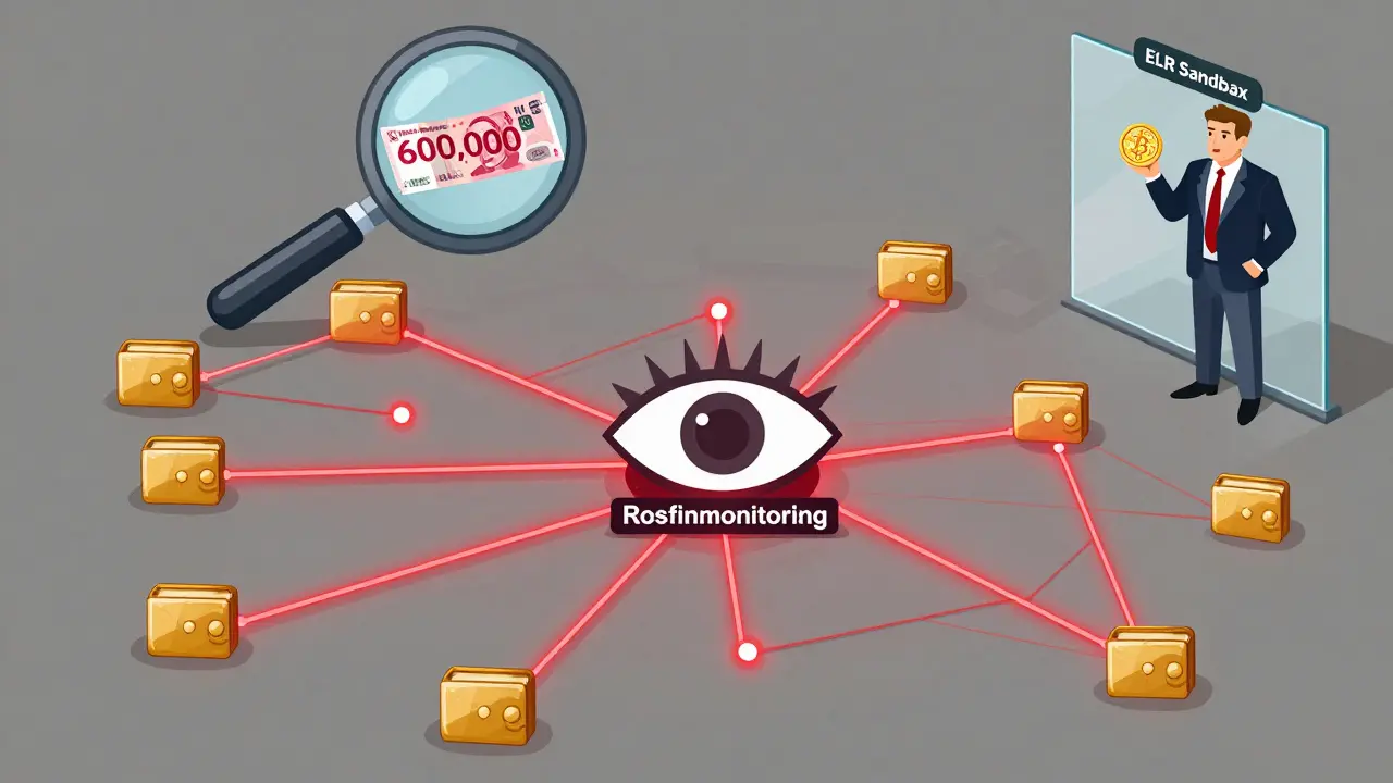 A surveillance network connects all crypto activity in Russia to a central control hub under strict monitoring.