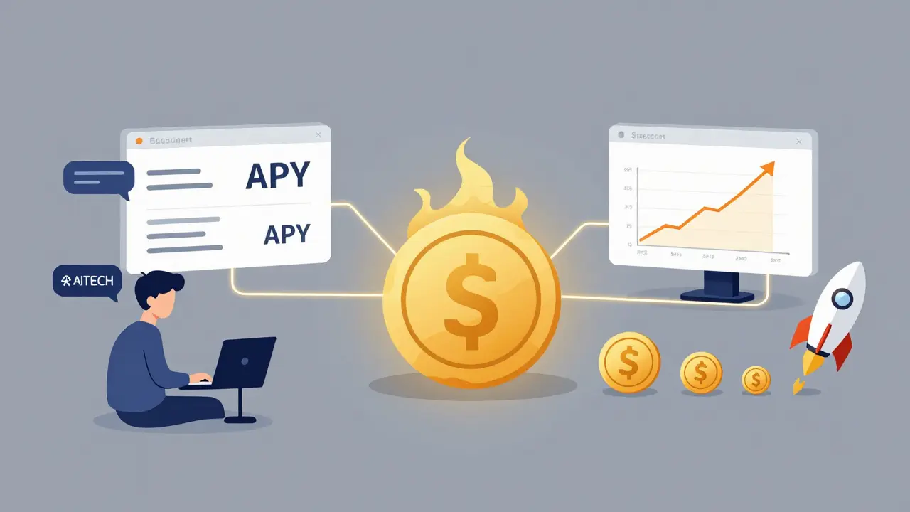 Decentralized AI ecosystem with staking, marketplace, and token burn visualization.