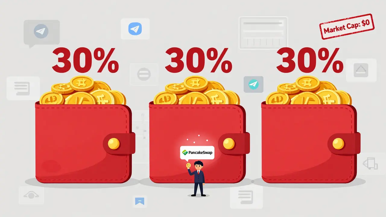 Three large wallets control most LEOPARD coins while a lone trader looks confused.