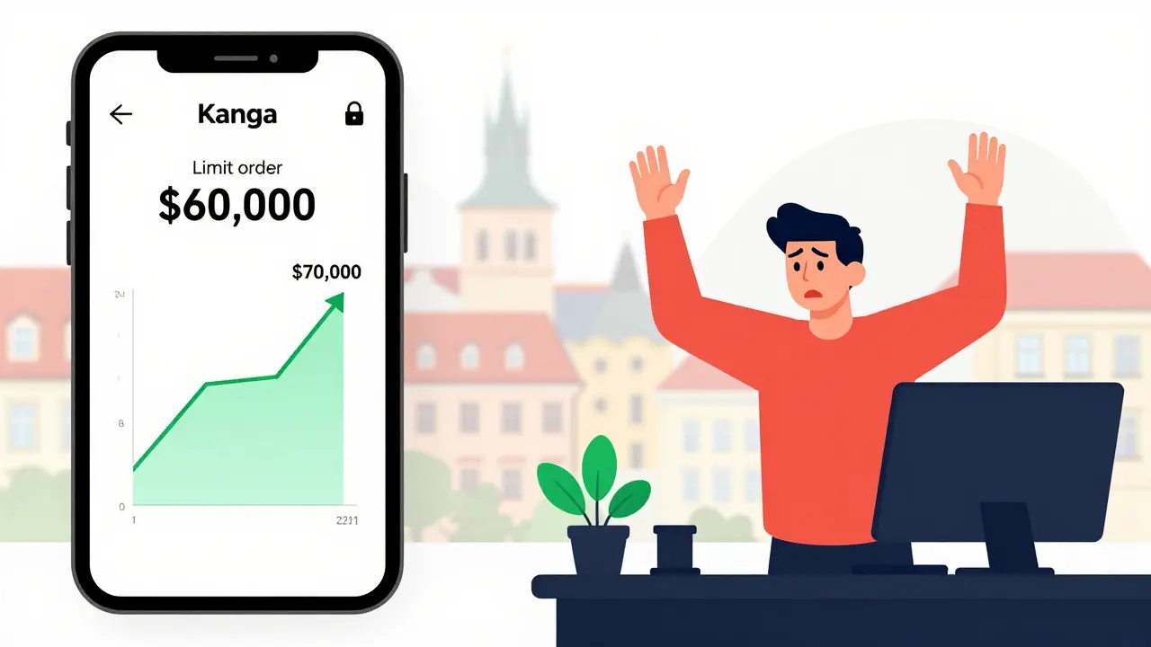 User frustrated by uncancelable limit order on Kanga app during price surge