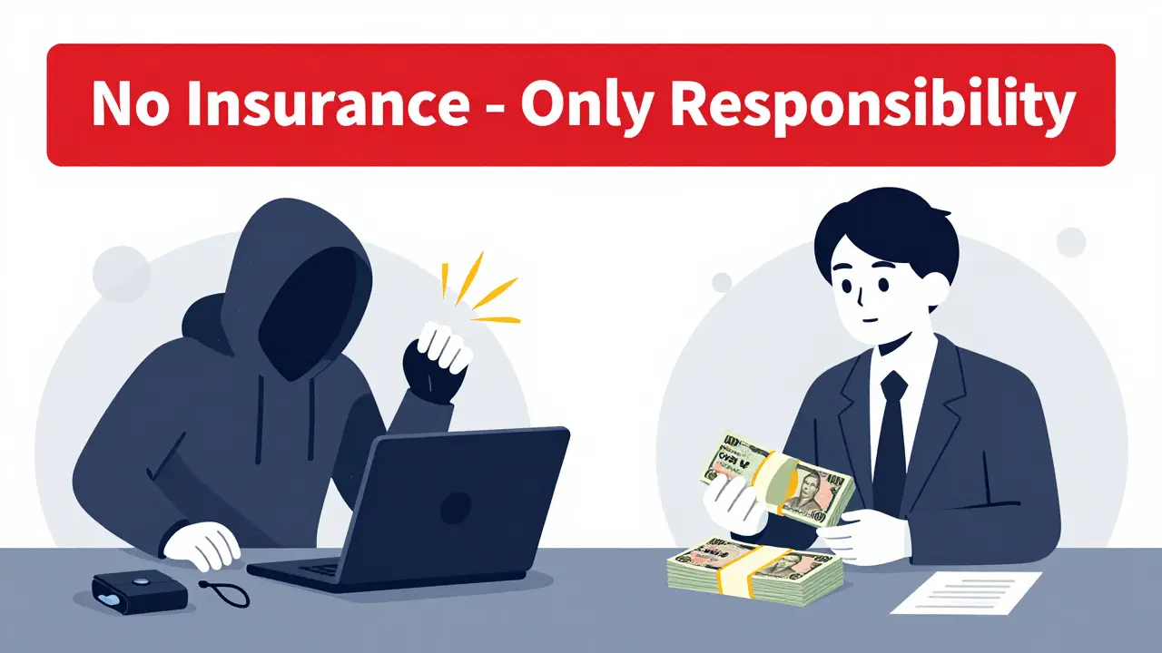 A hacker attacking a hot wallet while the exchange owner pays users from personal funds, symbolizing full responsibility.