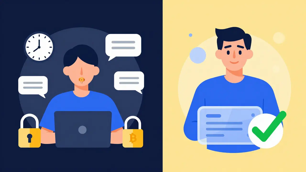 Split view: one user facing delays on AltMarket, another enjoying instant trade on Uniswap.