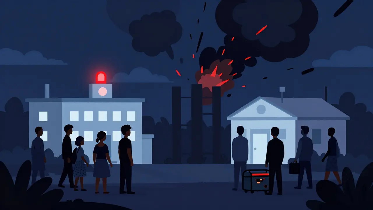 Transformer explosion causing hospital blackout with residents using generators