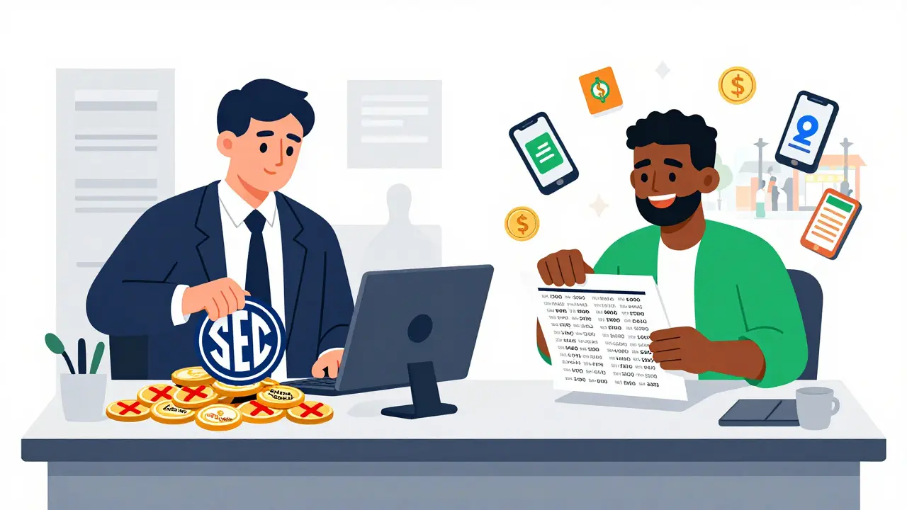 A U.S. regulator blocks crypto coins while a trader in Nigeria enjoys access to hundreds of tokens.