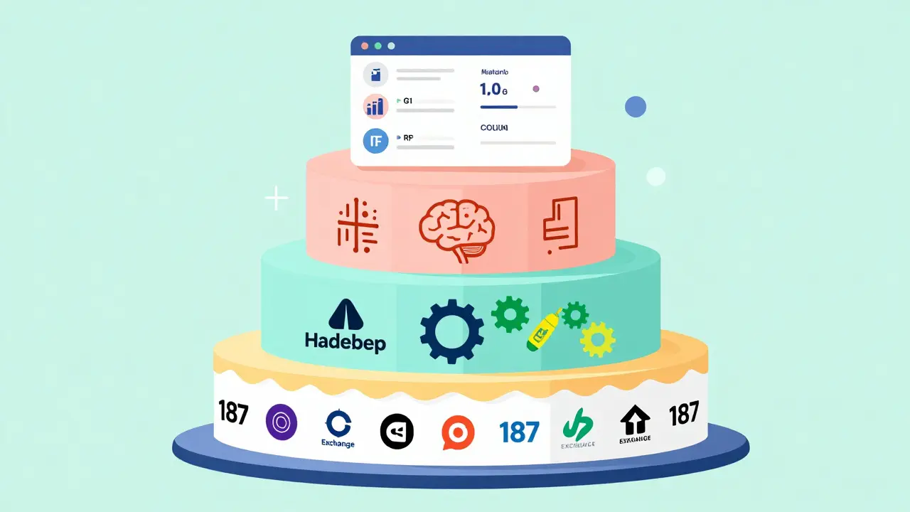 Four-layer diagram showing Moby AI's data processing system from exchanges to user dashboard.