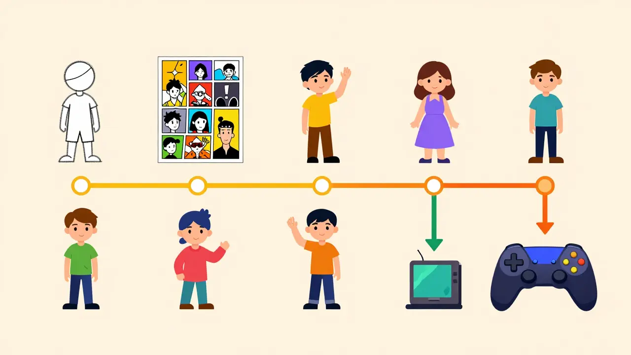 Lineage path connects sketch to game character art