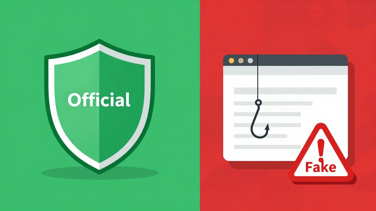 Comparison between a secure official wallet and a phishing scam interface.