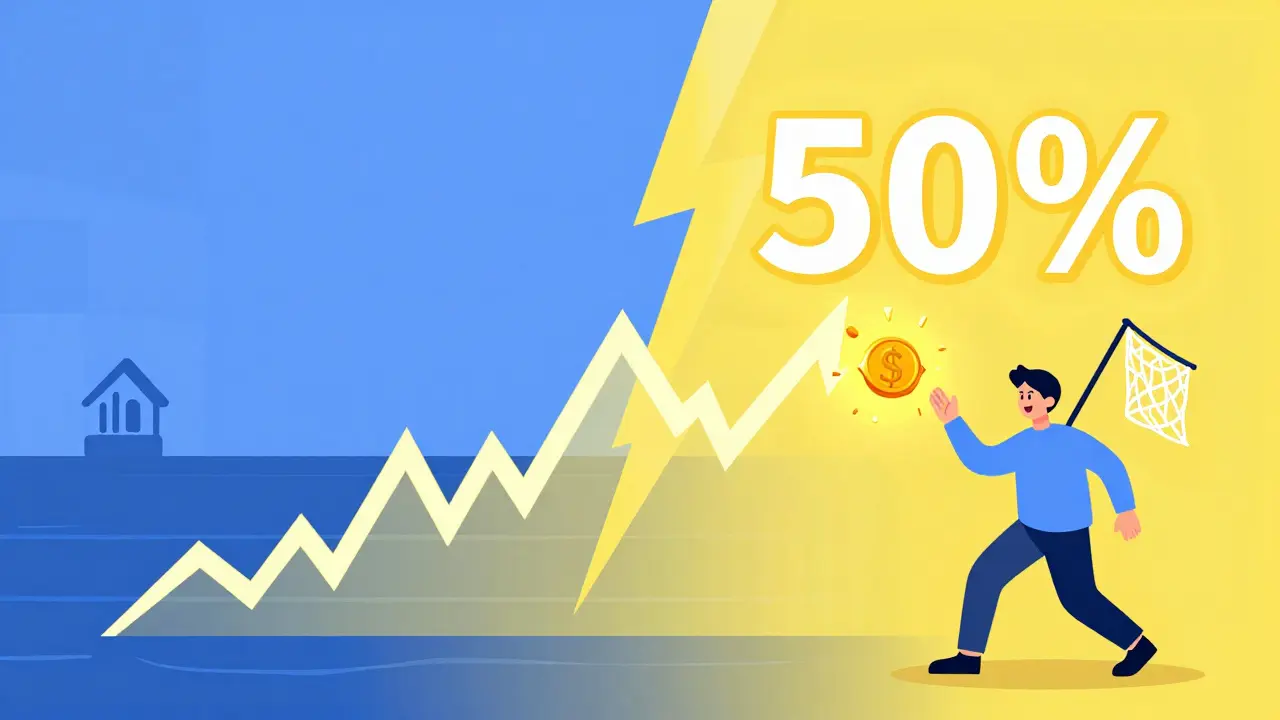 Illustration showing a liquidity provider capturing high fees during a volatile market lightning strike