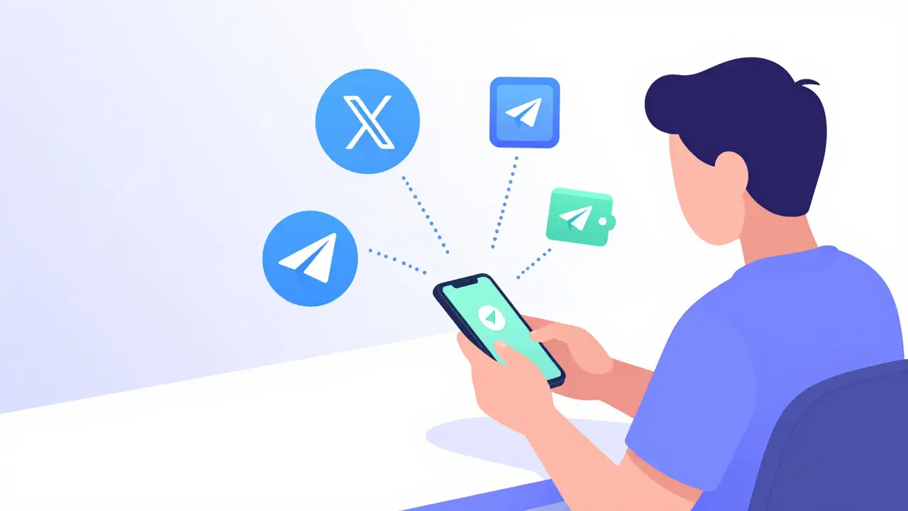 Person using a smartphone to engage with social media for a crypto airdrop.