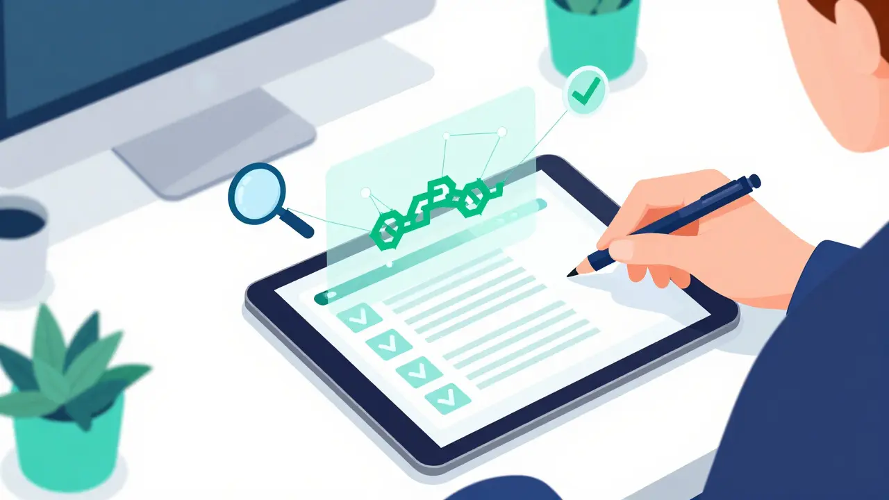 Person using digital software to organize crypto transactions for tax compliance.