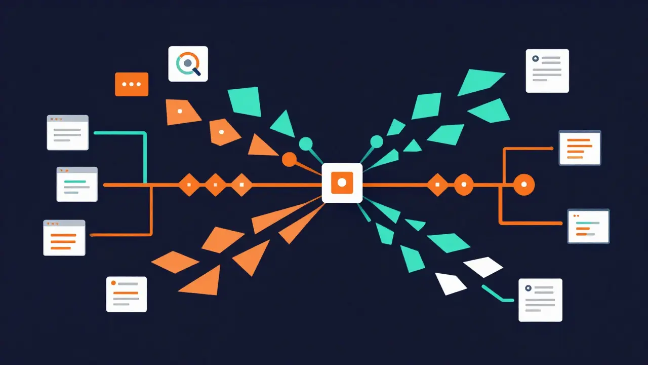 Abstract data flows representing blockchain event logs and monitoring