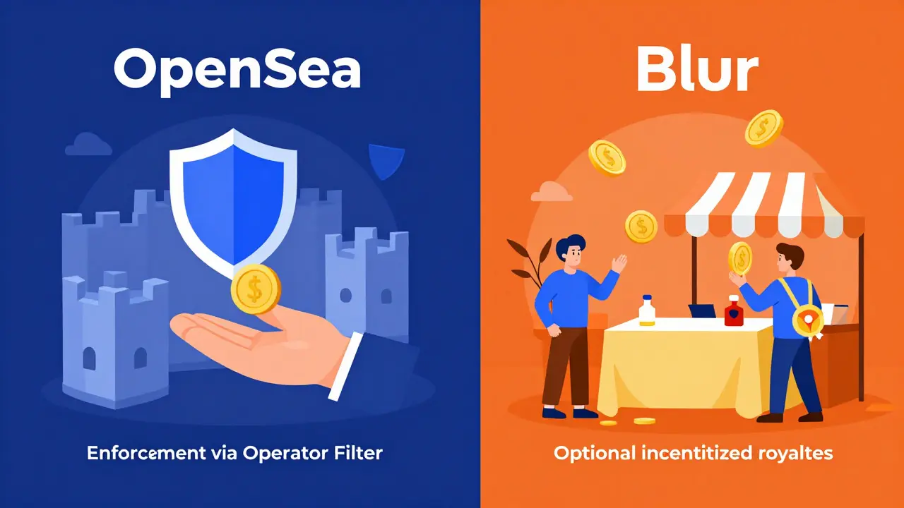 Comparison of mandatory vs optional royalty platforms