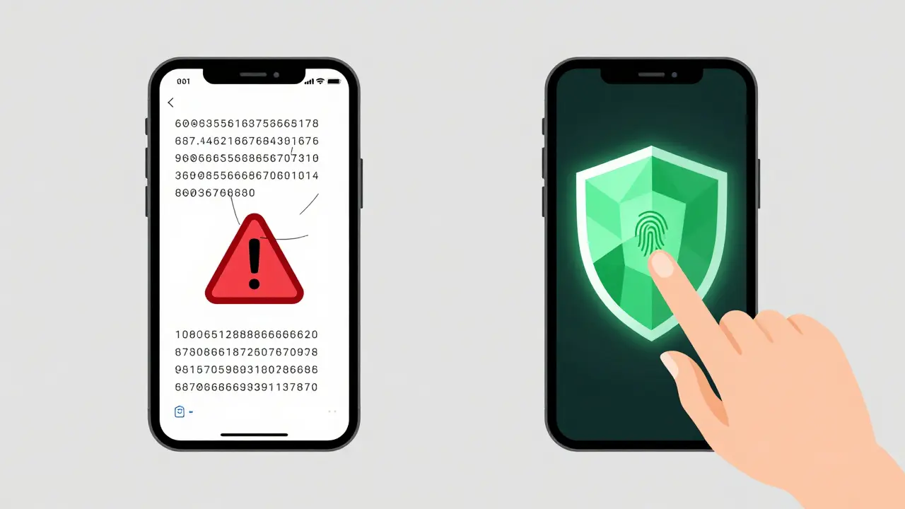 Comparison of risky private keys versus secure MPC-TSS keyless wallets.