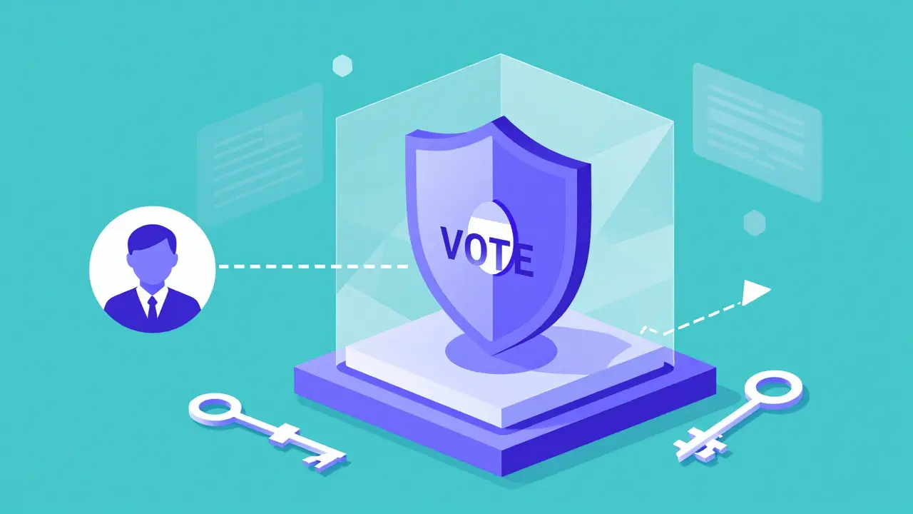 Conceptual graphic of encrypted vote shielded by cryptographic layers