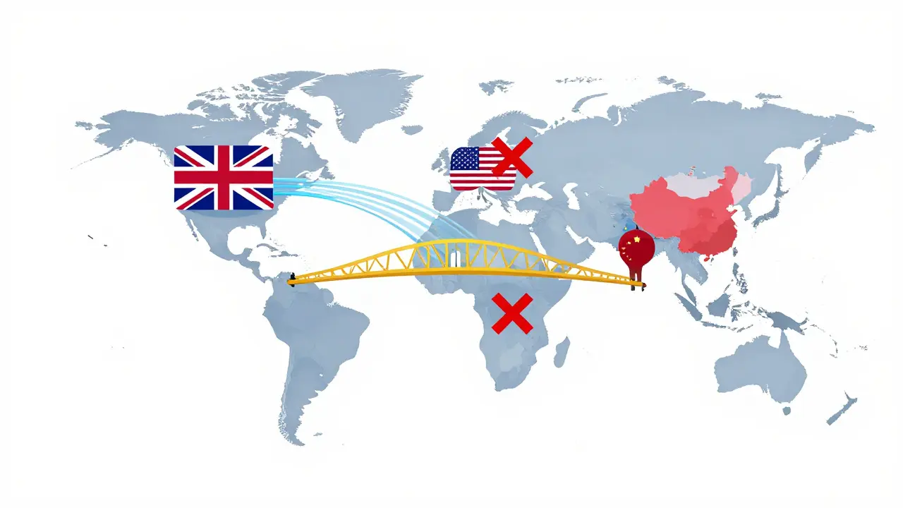Globe showing UK-US regulatory bridge and global crypto landscape