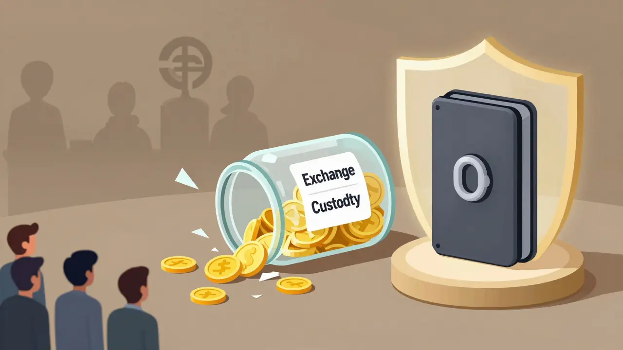 Graphic depicting liquidation risks and the shift to self-custody wallets