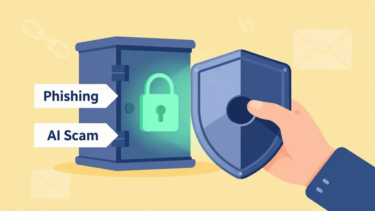 Hardware wallet acting as a shield against phishing attacks.