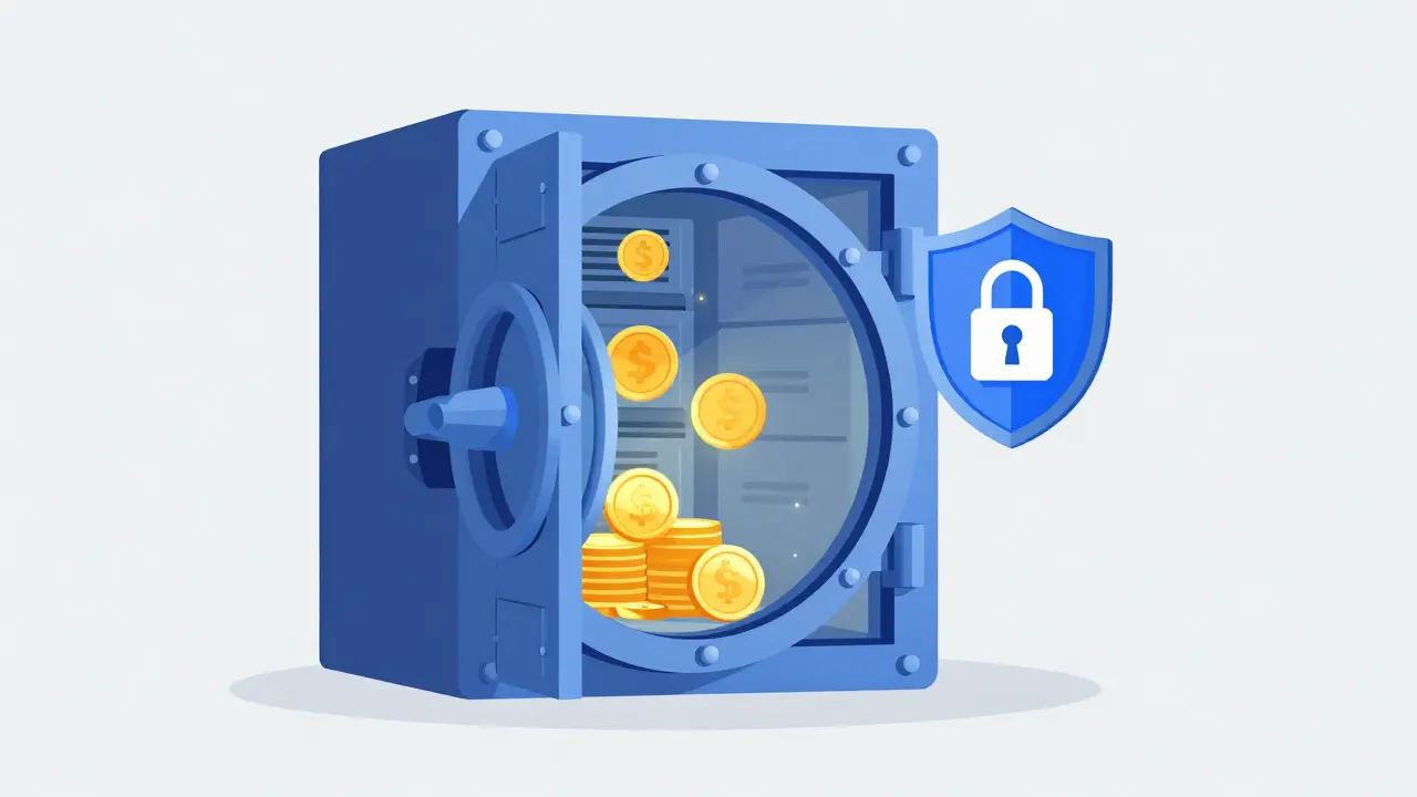 Secure vault protecting cryptocurrency assets in cold storage