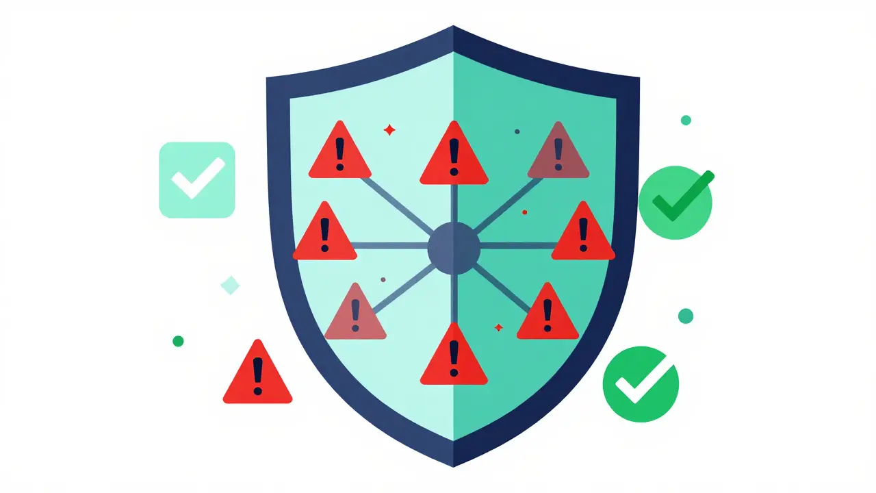Security shield protecting blockchain from attack vectors and threats