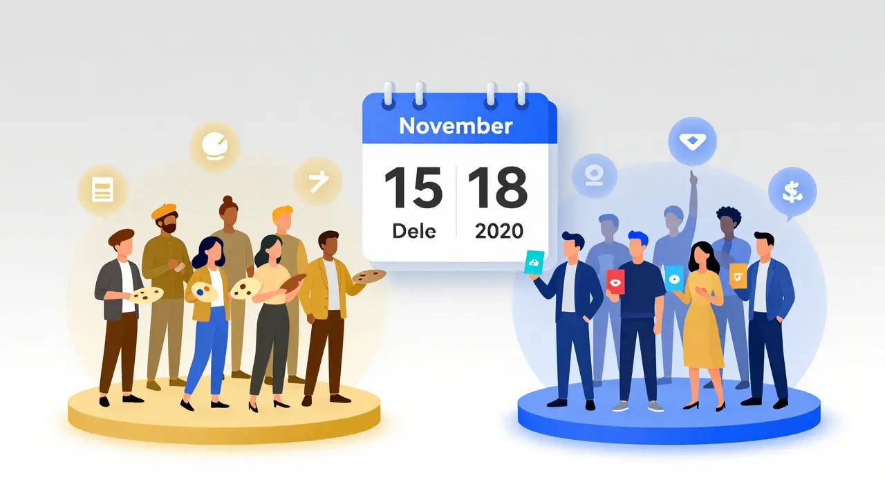 Two groups of NFT users separated by eligibility tiers and snapshot dates