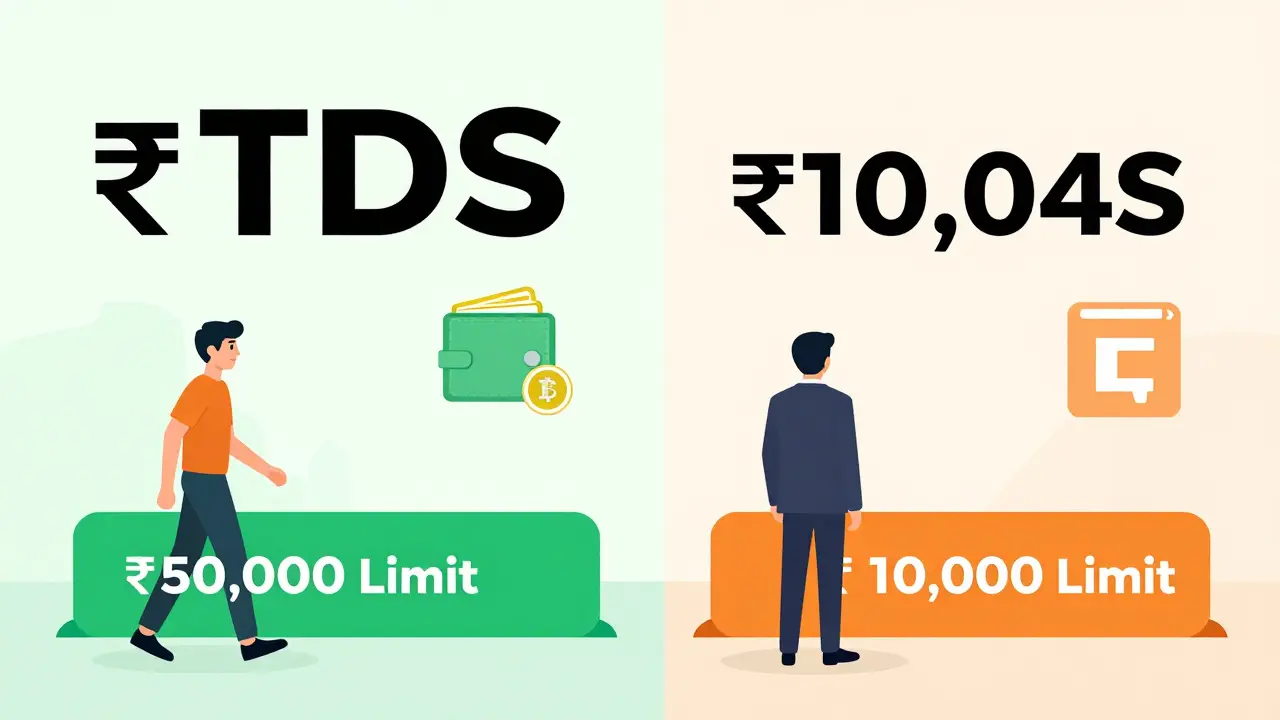 Visual comparison of ₹50k and ₹10k TDS thresholds for traders
