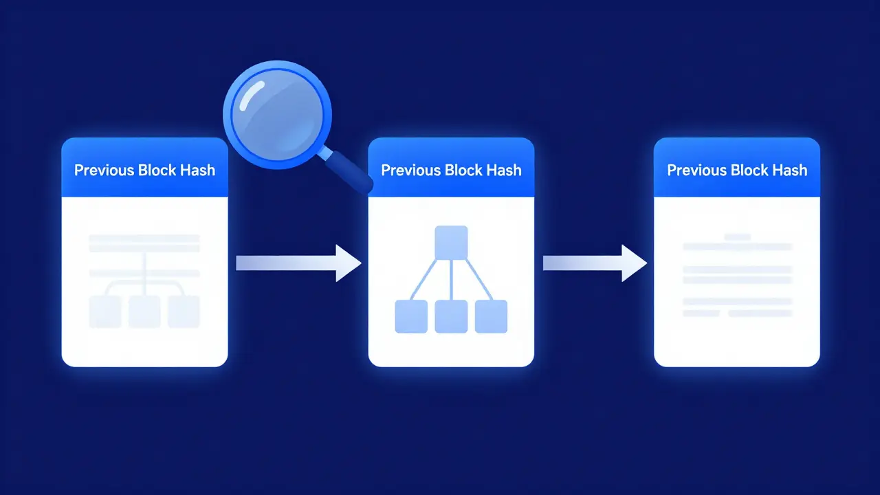 Diagram of blockchain blocks showing linked headers and transaction bodies.