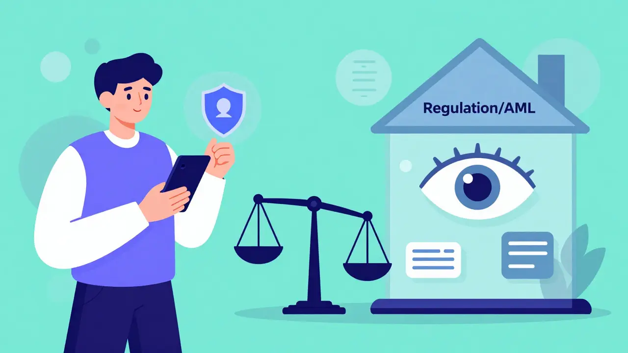 Flat art showing privacy trade-off between crypto and CBDC