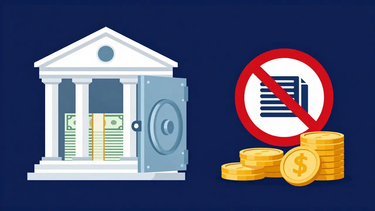 Graphic showing 1:1 stablecoin reserves backed by treasuries, excluding risky assets.