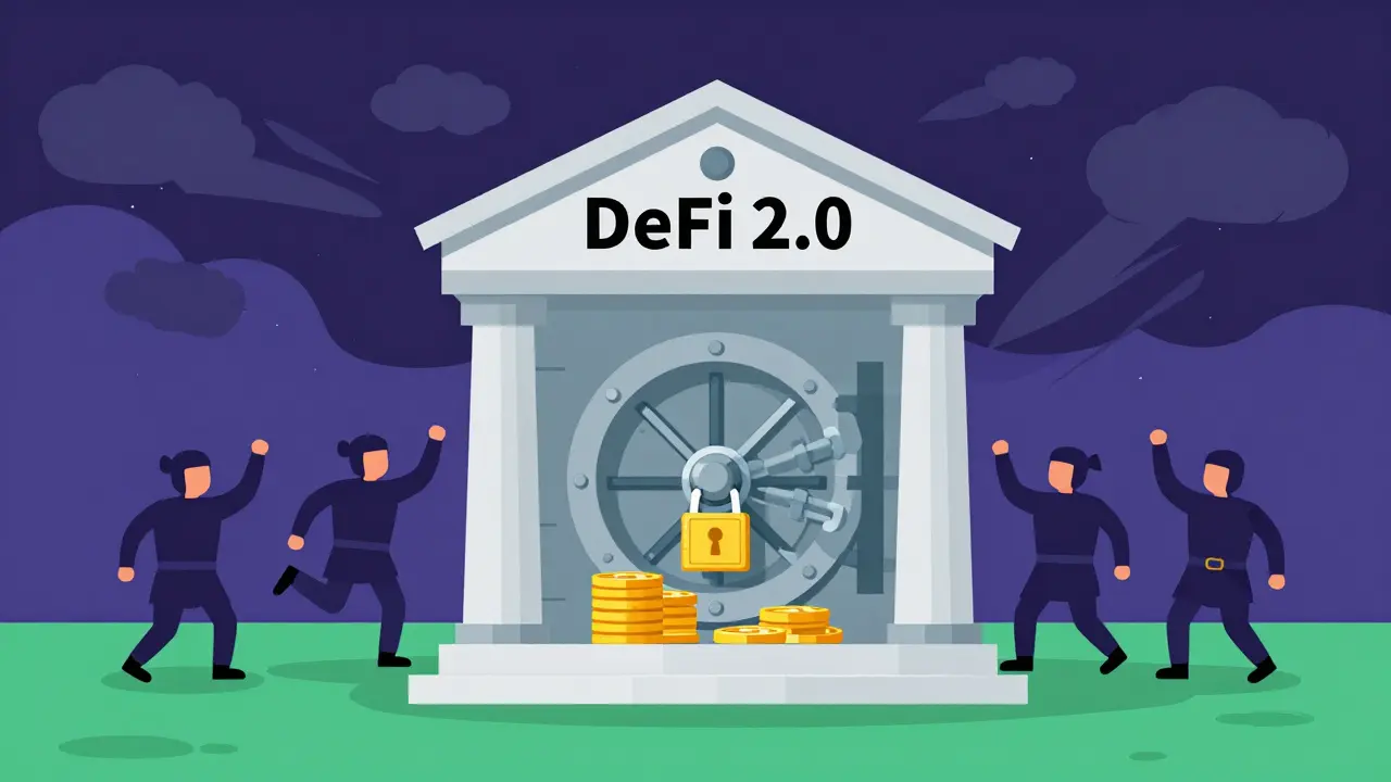 Secure vault representing stable DeFi 2.0 liquidity models