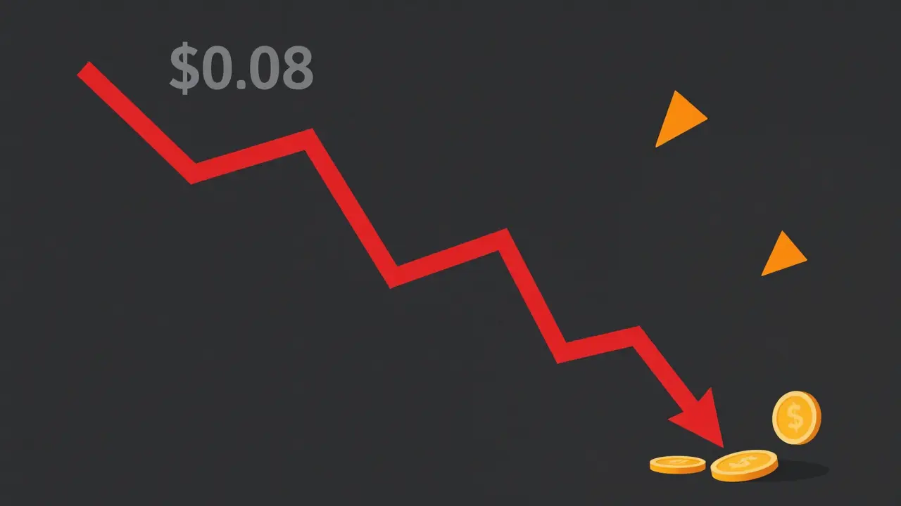 Steep red chart showing massive price drop of Lumoz token