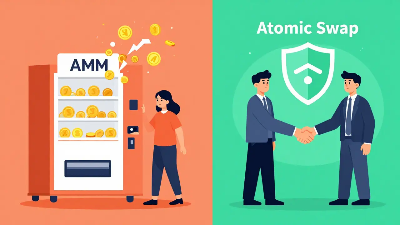 Comparison of chaotic automated exchange vs secure peer-to-peer crypto swap.