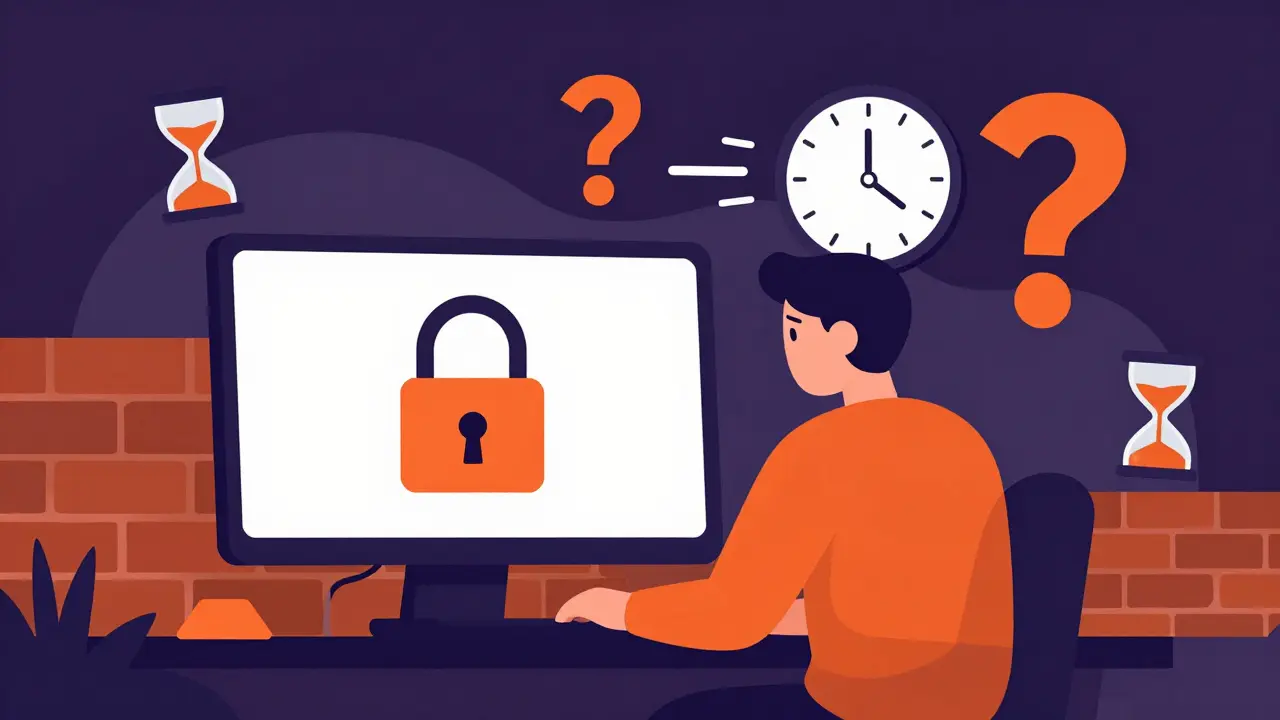 Illustration of user trapped by locked wallet and time delays