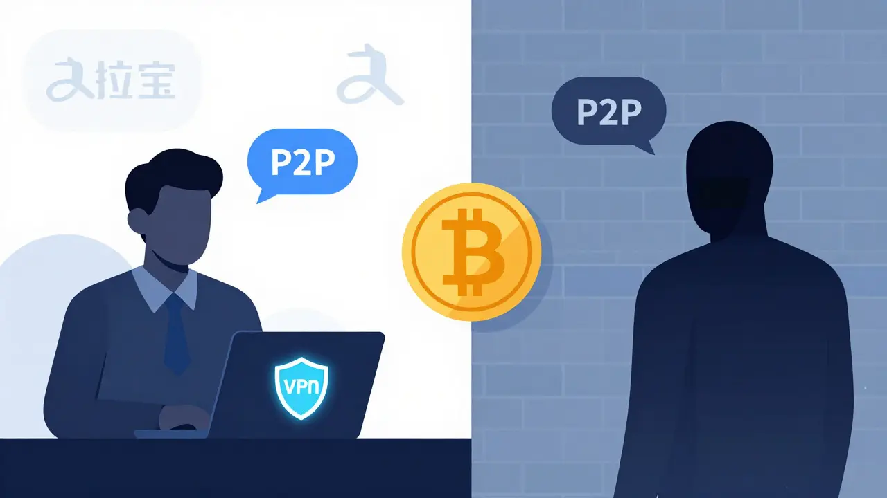 Underground P2P crypto trade via encrypted channels