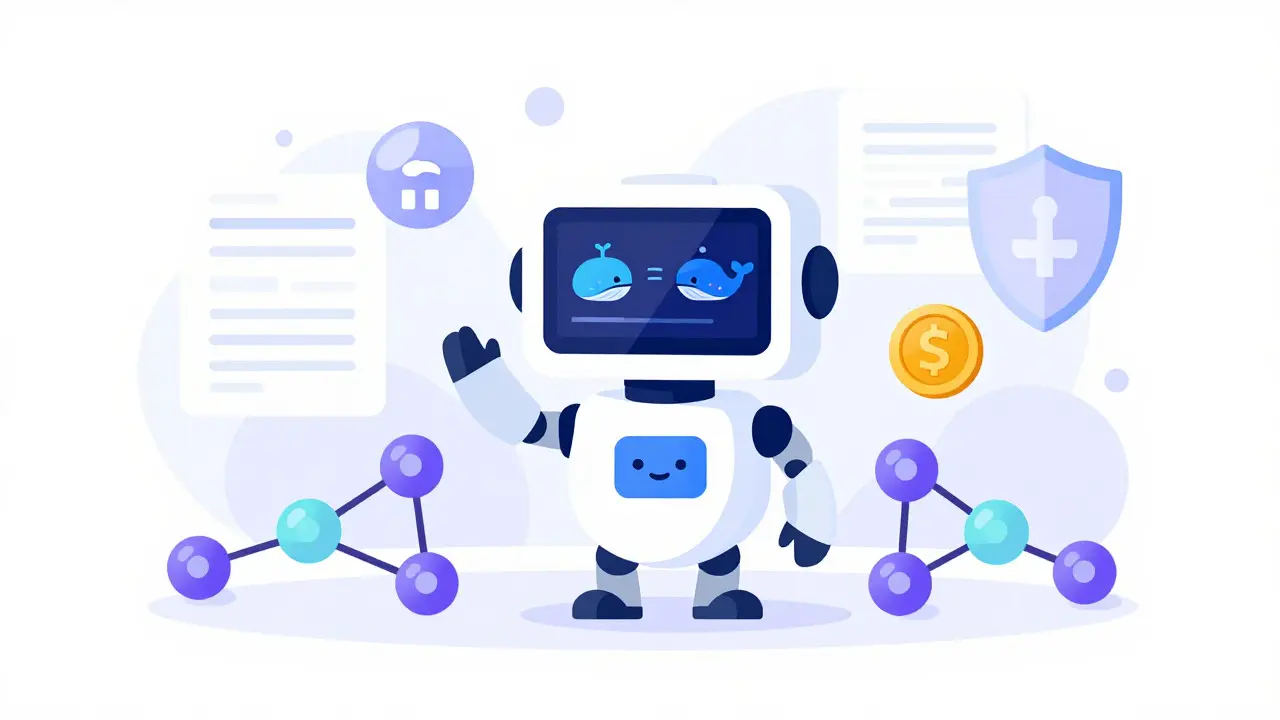 AI robot assistant visualizing cross-chain crypto data and whale trends