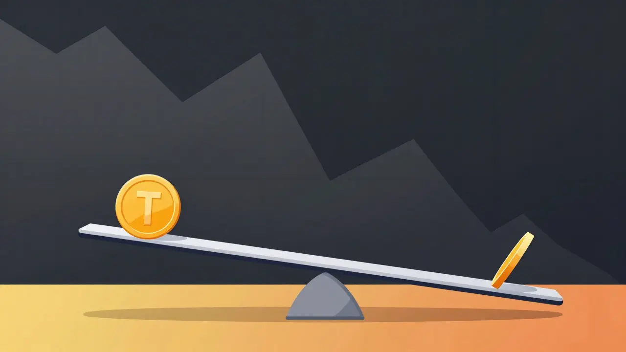Conceptual art showing a coin on a seesaw representing low liquidity and market risk