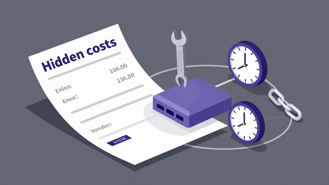 Illustration of hidden costs including maintenance and integration