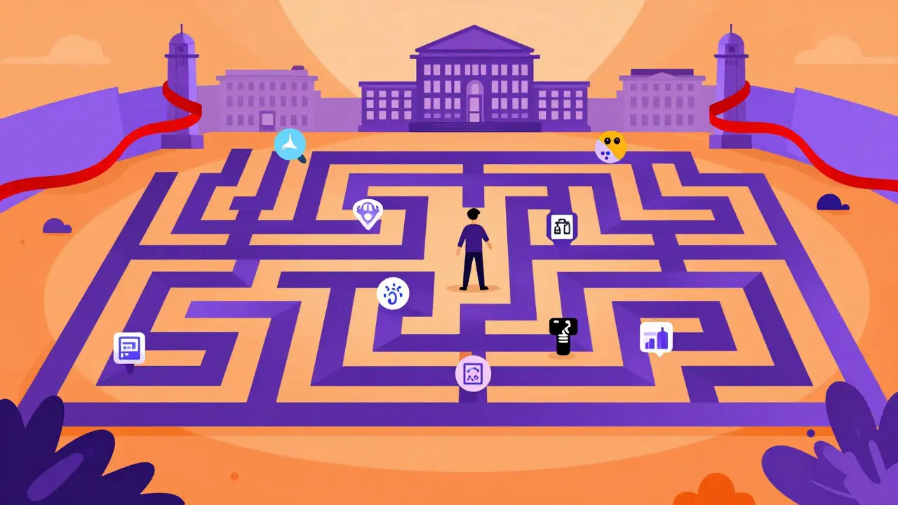Maze diagram illustrating informal crypto trading workarounds