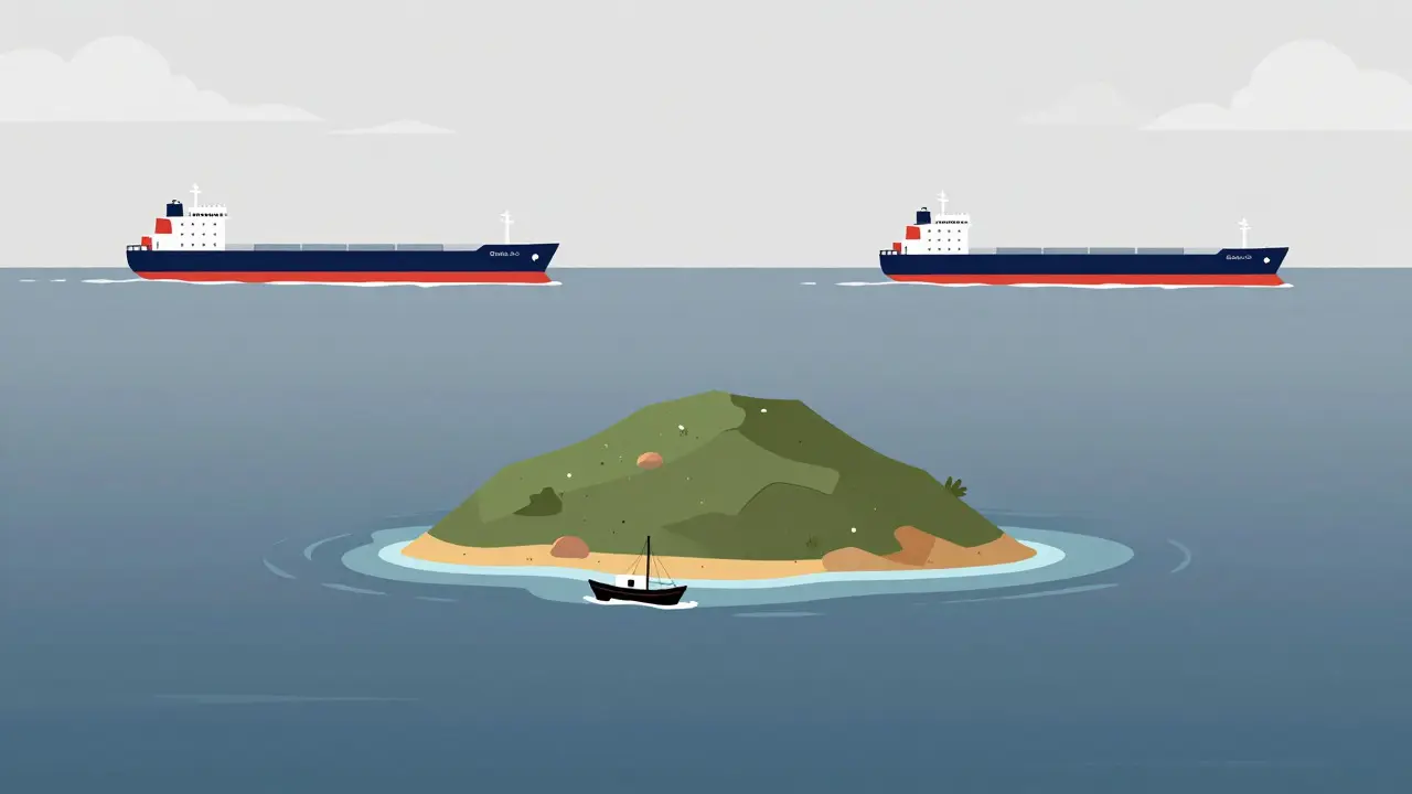 Small boat in shallow water vs large ships in deep sea