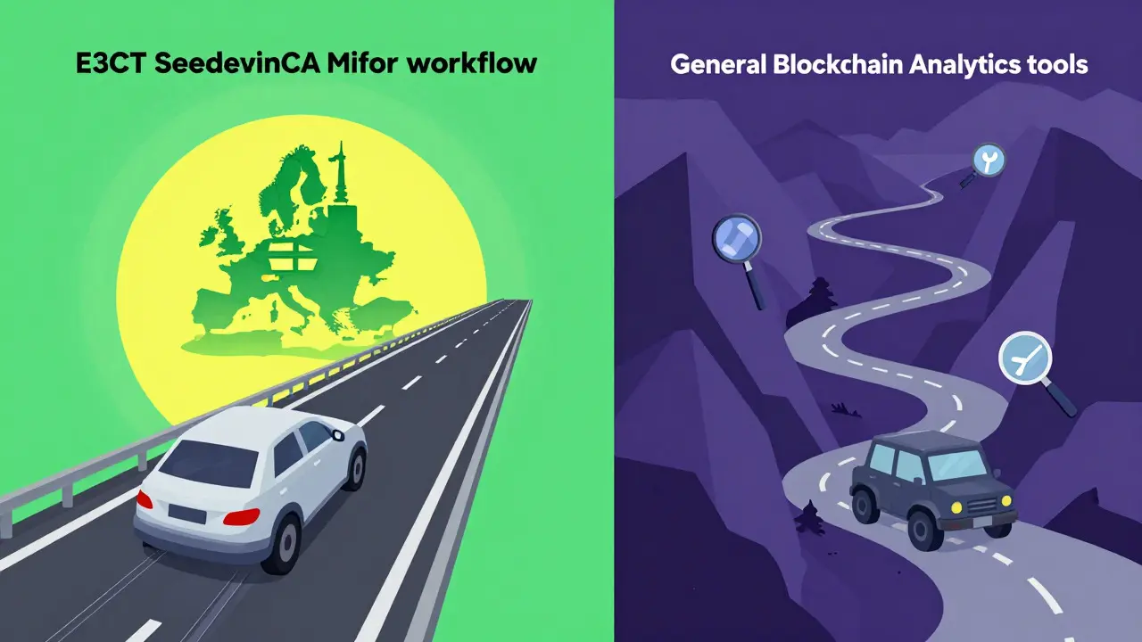 Split illustration comparing fast compliance workflows with complex forensic analysis