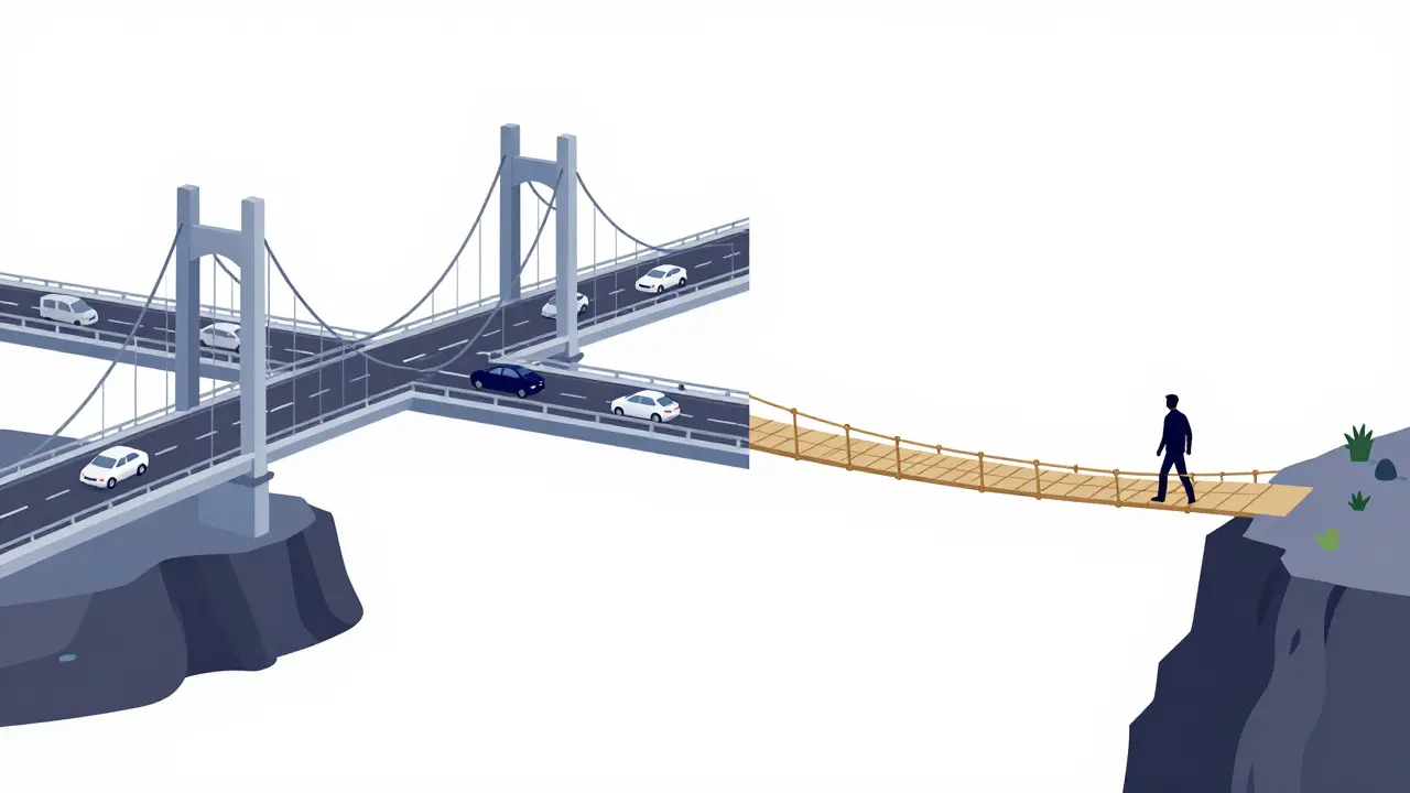 Sturdy bridge vs fragile rope bridge for trading