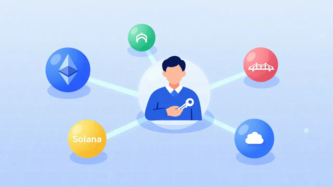 User connecting different blockchain networks via decentralized identity