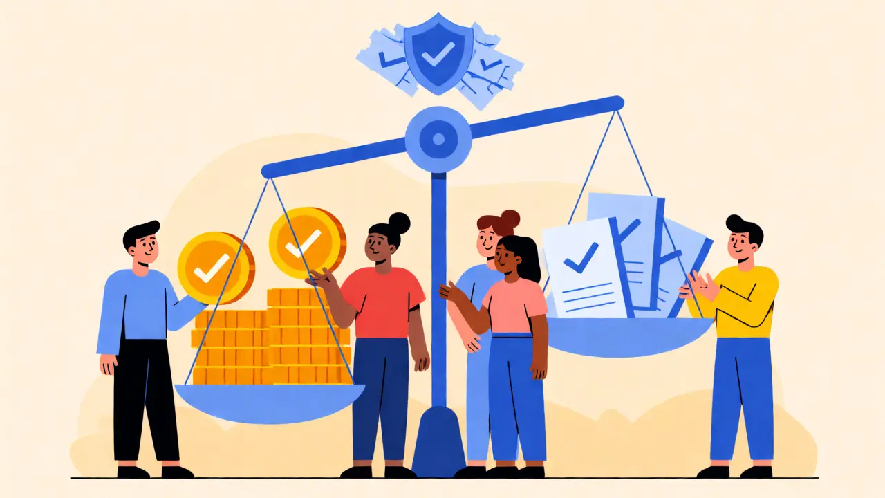 Community members participating in DAO governance and earning staking rewards.