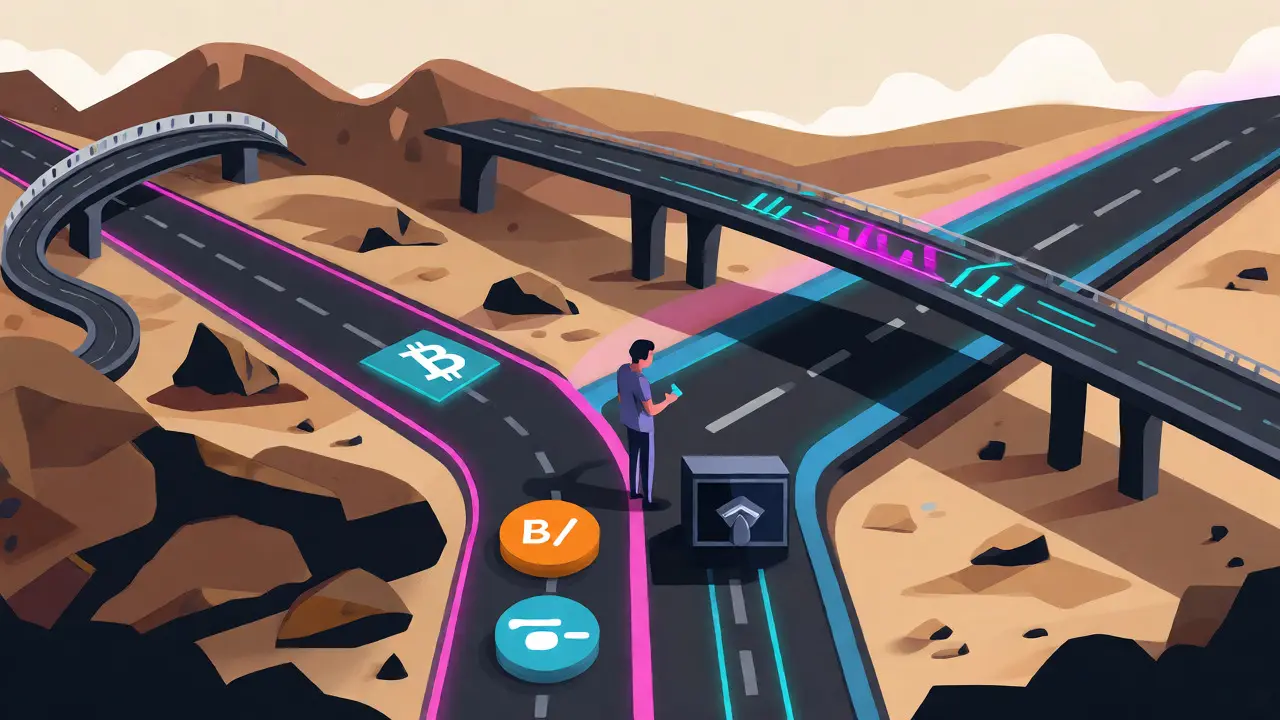 Concept art of converging blockchain security models and layer-2 solutions