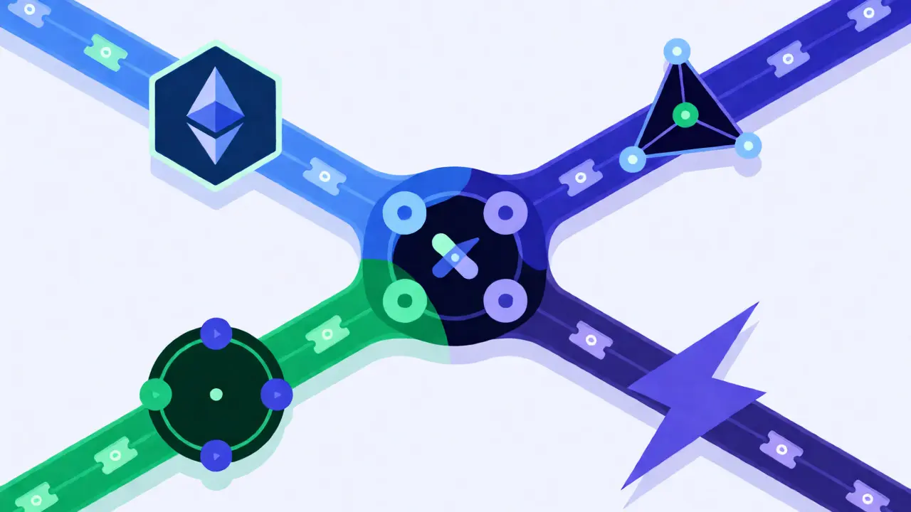 Diagram showing OPN tickets flowing across multiple blockchain networks like Ethereum and Solana.