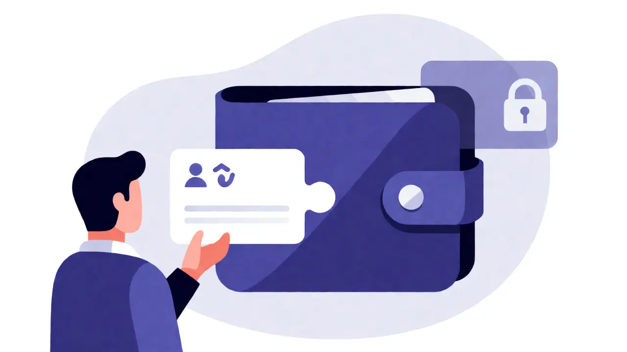 Digital wallet sharing verifiable credentials with selective disclosure of private information.