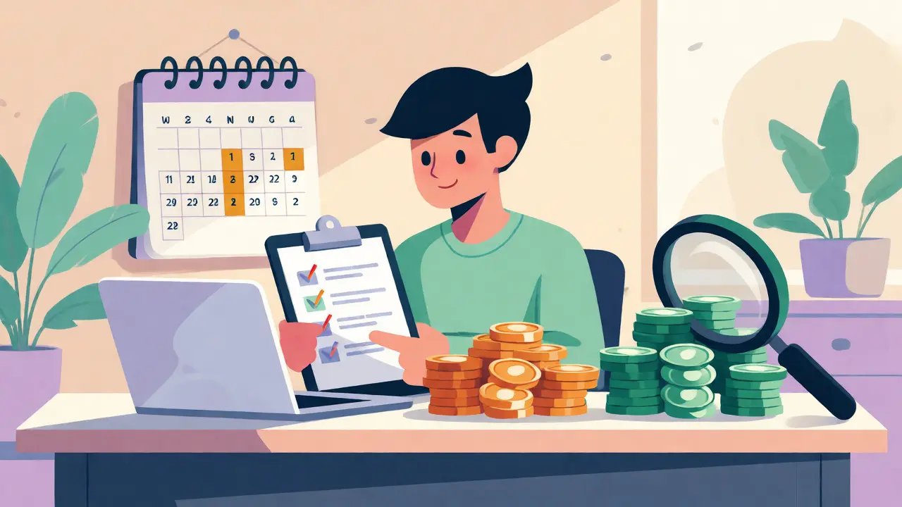 Illustration of a person organizing original and new forked crypto tokens after a split.
